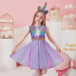 DXTON Summer Kids Dresses For Girls Sleeveless Party Princess Dress