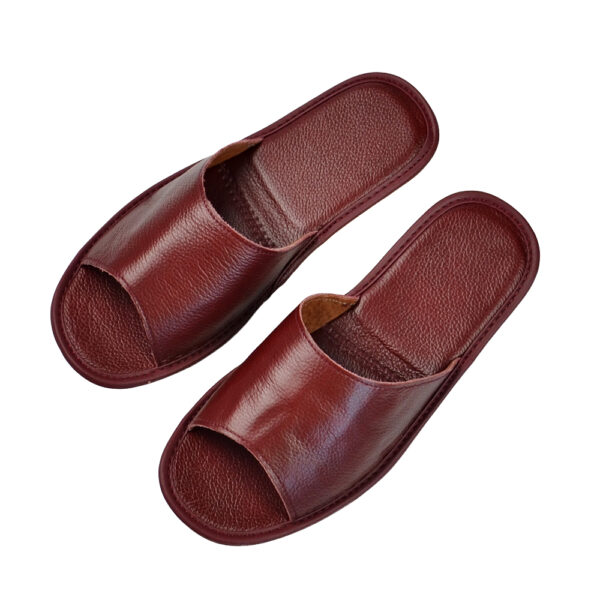 Genuine Cow Leather slippers couple indoor non-slip men