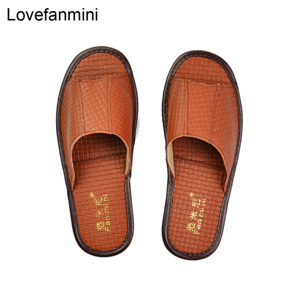 Genuine Cow Leather slippers couple indoor non-slip