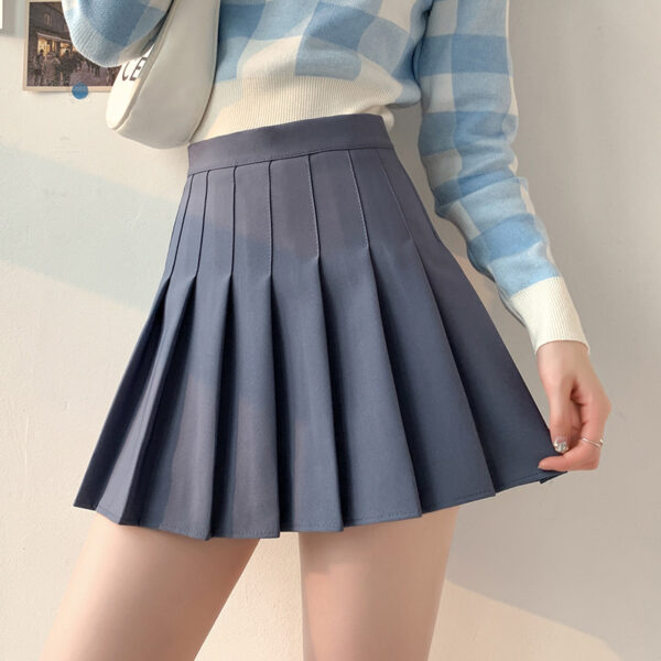 High Quality Solid Color Casual Kawaii Pleated Mini Skirt