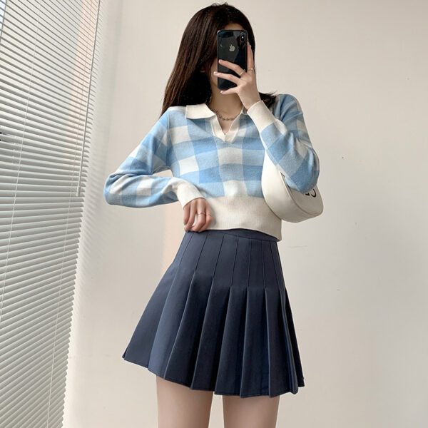 High Quality Solid Color Casual Kawaii Pleated Mini Skirt