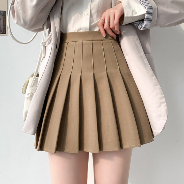 High Quality Solid Color Casual Kawaii Pleated Mini Skirt