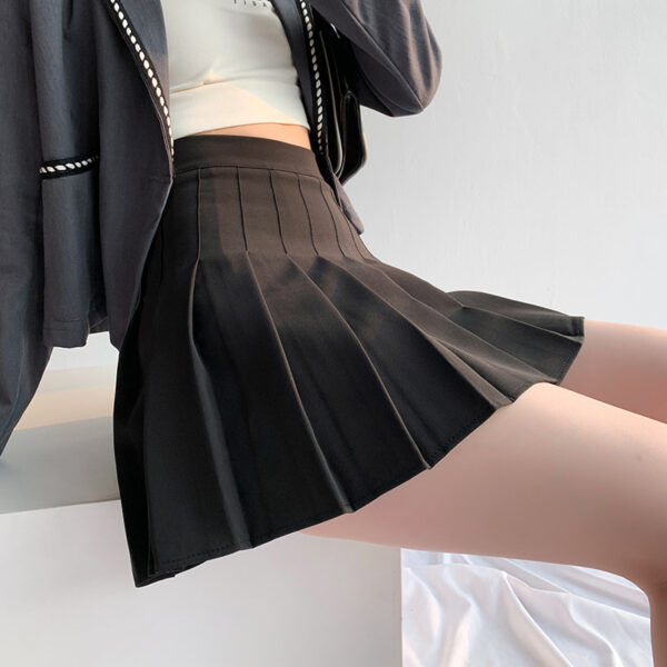 High Quality Solid Color Casual Kawaii Pleated Mini Skirt