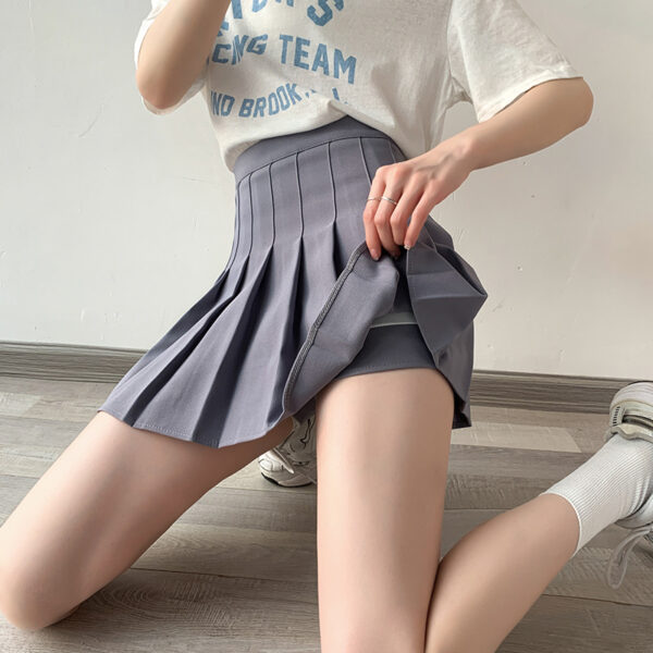 High Quality Solid Color Casual Kawaii Pleated Mini Skirt