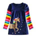 DXTON Winter Children Dress For Girls Unicorn Kids Clothes