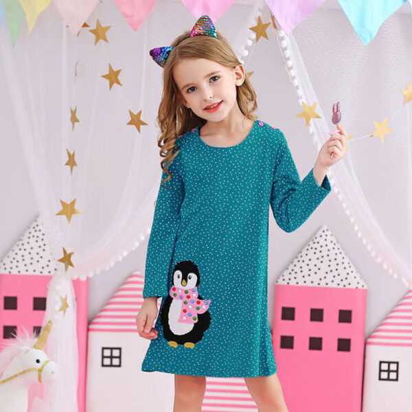 DXTON Winter Children Dress For Girls Unicorn Kids Clothes