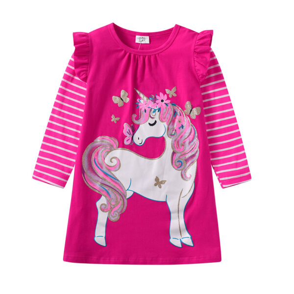 DXTON Winter Children Dress For Girls Unicorn Kids Clothes