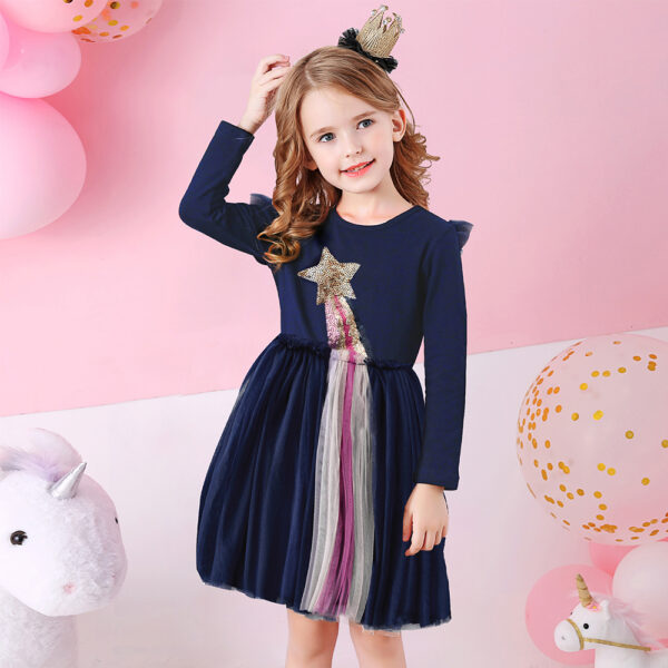 Kids Autumn Winter Dresses for Girls Star