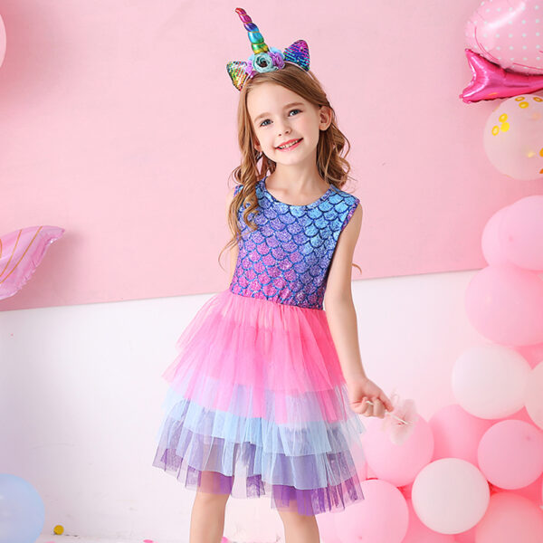 DXTON Summer Kids Dresses For Girls Sleeveless Party Princess Dress