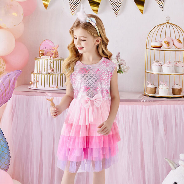 DXTON Summer Kids Dresses For Girls Sleeveless Party Princess Dress