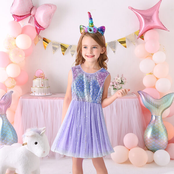 DXTON Summer Kids Dresses For Girls Sleeveless Party Princess Dress