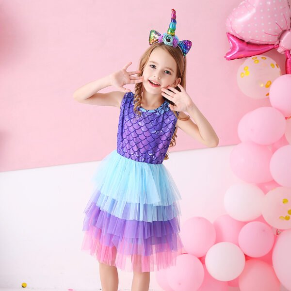 DXTON Summer Kids Dresses For Girls Sleeveless Party Princess Dress