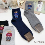 5 Pairs Bear Men’s Socks Cotton Cartoon Gentleman