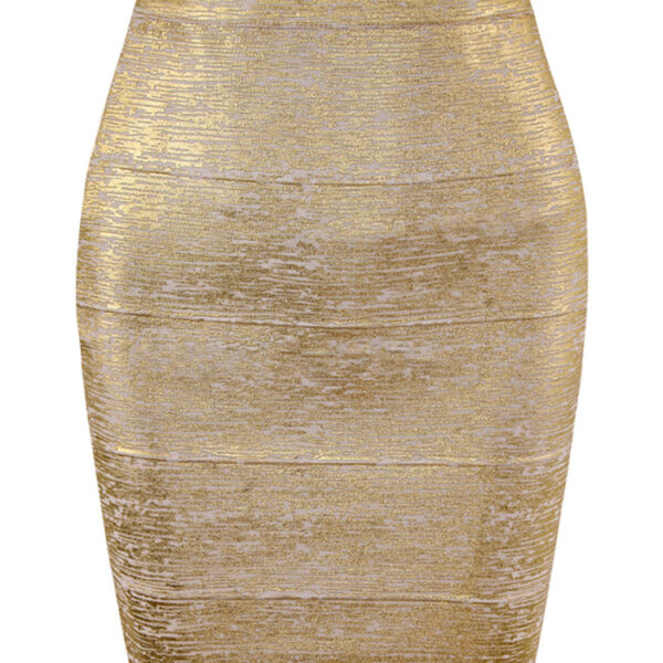 Sexy Bandage Skirt High Street Designer Skinny Mini Pencil Skirts - Gold