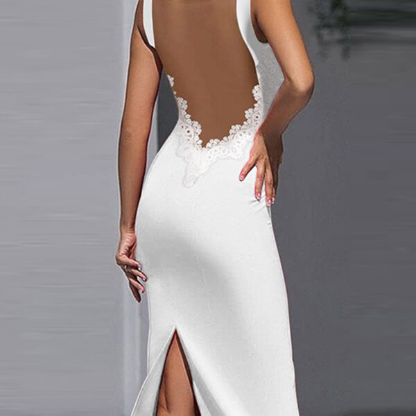 White Lace Backless Bandage Sexy Tank Sleeveless Party Midi Dresses – White Bandage Dress