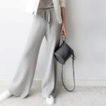 Soft Waxy Comfortable High-Waist Cashmere Solid Wide Leg Pants