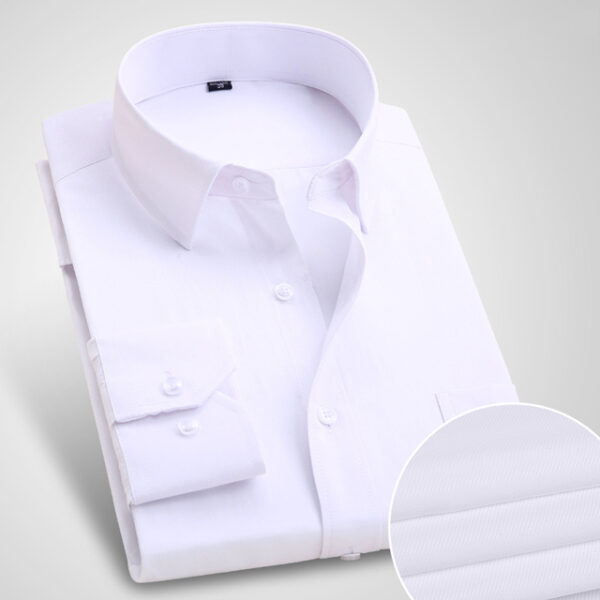 Men's Classic Contrast Stitching Front Placket Dress Shirts Without Pocket Long Sleeve Business Standard-fit Social Office Shirt