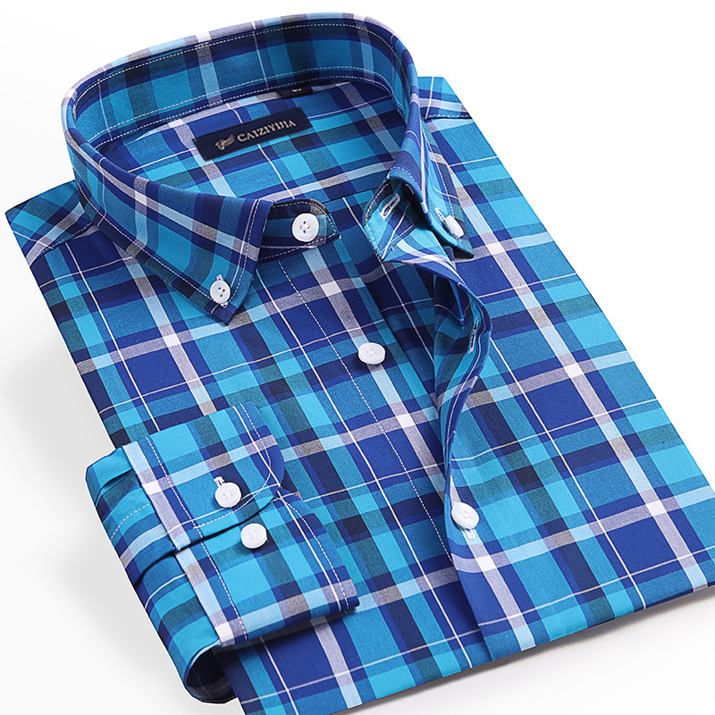 men-s-fashion-versatile-plaid-checkered-cotton-shirt-traveling-casual-standard-fit-long-sleeve-pocketless-button