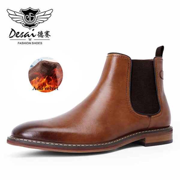 Men’s shoes Genuine Cow Leather Handmade Boot Shoes For Formal Dress Wedding Party