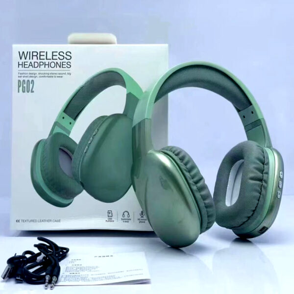 Wireless Headphones Bluetooth Physical Noise Reduction Headsets Stereo Sound TWS Earphones for Phone PC Gaming Earpiece on Head – PG02 Green