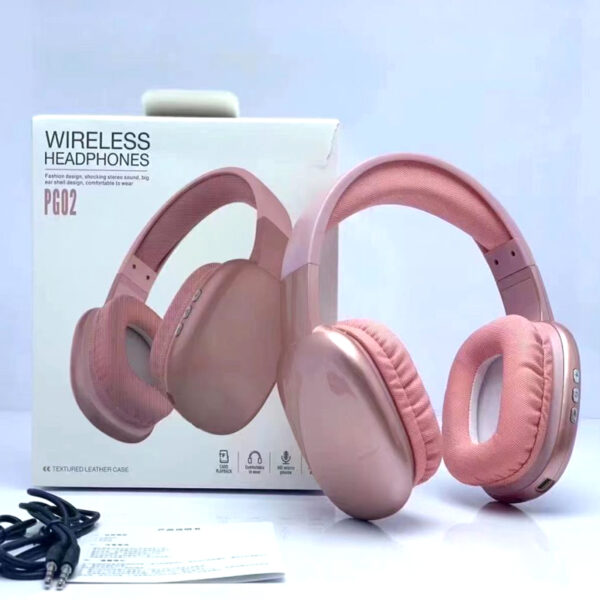 Wireless Headphones Bluetooth Physical Noise Reduction Headsets Stereo Sound TWS Earphones for Phone PC Gaming Earpiece on Head – PG02 Pink