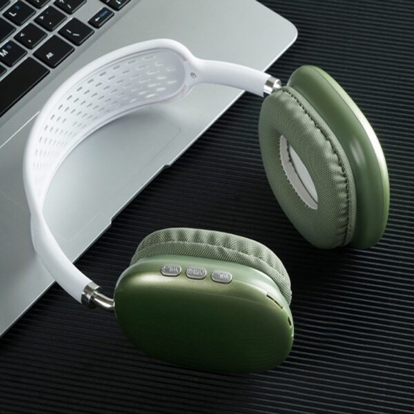 Wireless Headphones Bluetooth Physical Noise Reduction Headsets Stereo Sound TWS Earphones for Phone PC Gaming Earpiece on Head – green