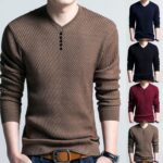 men-s-t-shirt-v-neck-long-sleeve-solid-color-chic-autumn-pullover-slim-fit-soft