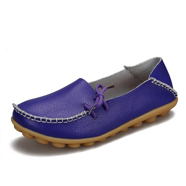 New Moccasins Women Flats Loafers Genuine Leather Female Shoes Slip On Ballet Bowtie Women's Shoes