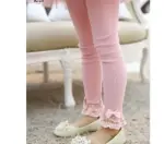 Children Girls Spring Fall Lace Trim Ruffle Rhinestone Leggings Kids Princess Cotton Legging Pant