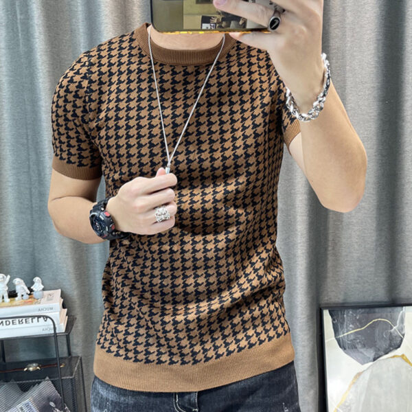 Short Sleeve Knitting T-Shirt Men Slim Streetwear