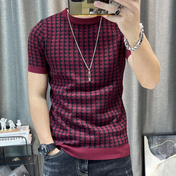 Short Sleeve Knitting T-Shirt Men Slim Streetwear