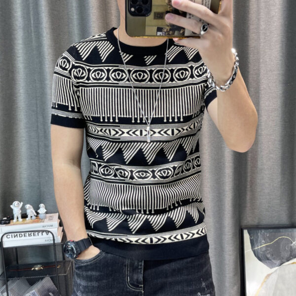 Short Sleeve Knitting T-Shirt Men Slim Streetwear