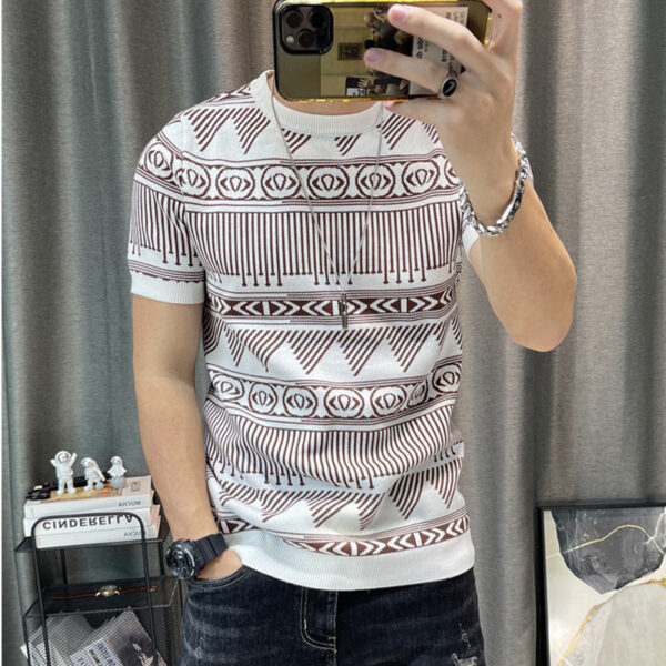 Short Sleeve Knitting T-Shirt Men Slim Streetwear