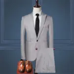 Fashion Mens Suit Jackets Slim 2 Pieces Suit Blazer Business Wedding Party Male Jacket with Pants Costume