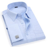 men-s-french-cufflinks-business-dress-shirts-long-sleeves-white-blue-twill-asian