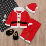 Newborn Baby Boys Girls Dress Romper Outfits with Santa Hat Christmas New Year Clothes