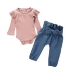 Newborn Infant Baby Girl Clothes Long Sleeve Romper Bodysuit with Pants Autumn Outfit Set