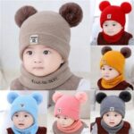 Cute Baby Boy Girls Warm Knit Animal Hat and Scarf Toddler Winter Crochet Beanie Cap
