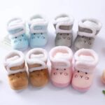 Newborn Baby Snow Boots Soft Cartoon Bear Cotton Crib Shoes Infant Toddler Warm Velvet Boots