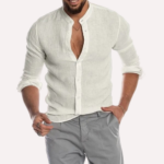 Men’s Cotton Linen Shirt Loose Tops Long Sleeve Tee Casual Shirt Men Shirt Blouse Social Slim Men’s Clothing