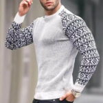 Men's Color Block Print Knitted Sweater