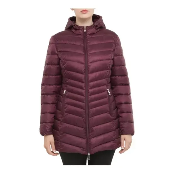 Rokka Rolla Womens Light Long-Coat Packable Puffer Jacket maroon