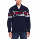 Weatherproof Vintage Men’s 1/4 Zip Holiday Sweater Blue