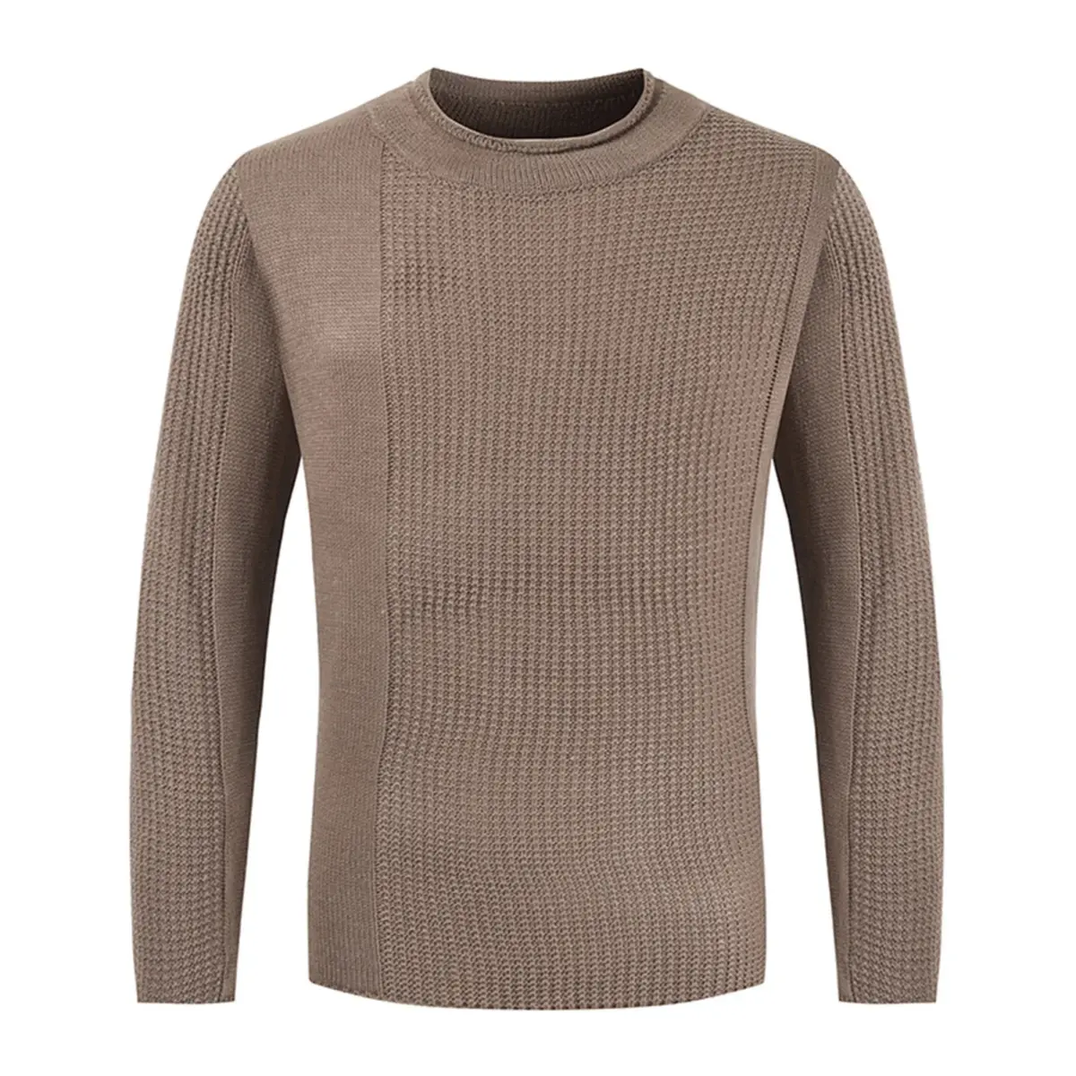 Men’s Winter Sweaters Stand Collar V-Neck, Lightweight Casual Sportswear Brown