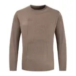 Men’s Winter Sweaters Stand Collar V-Neck, Lightweight Casual Sportswear Brown