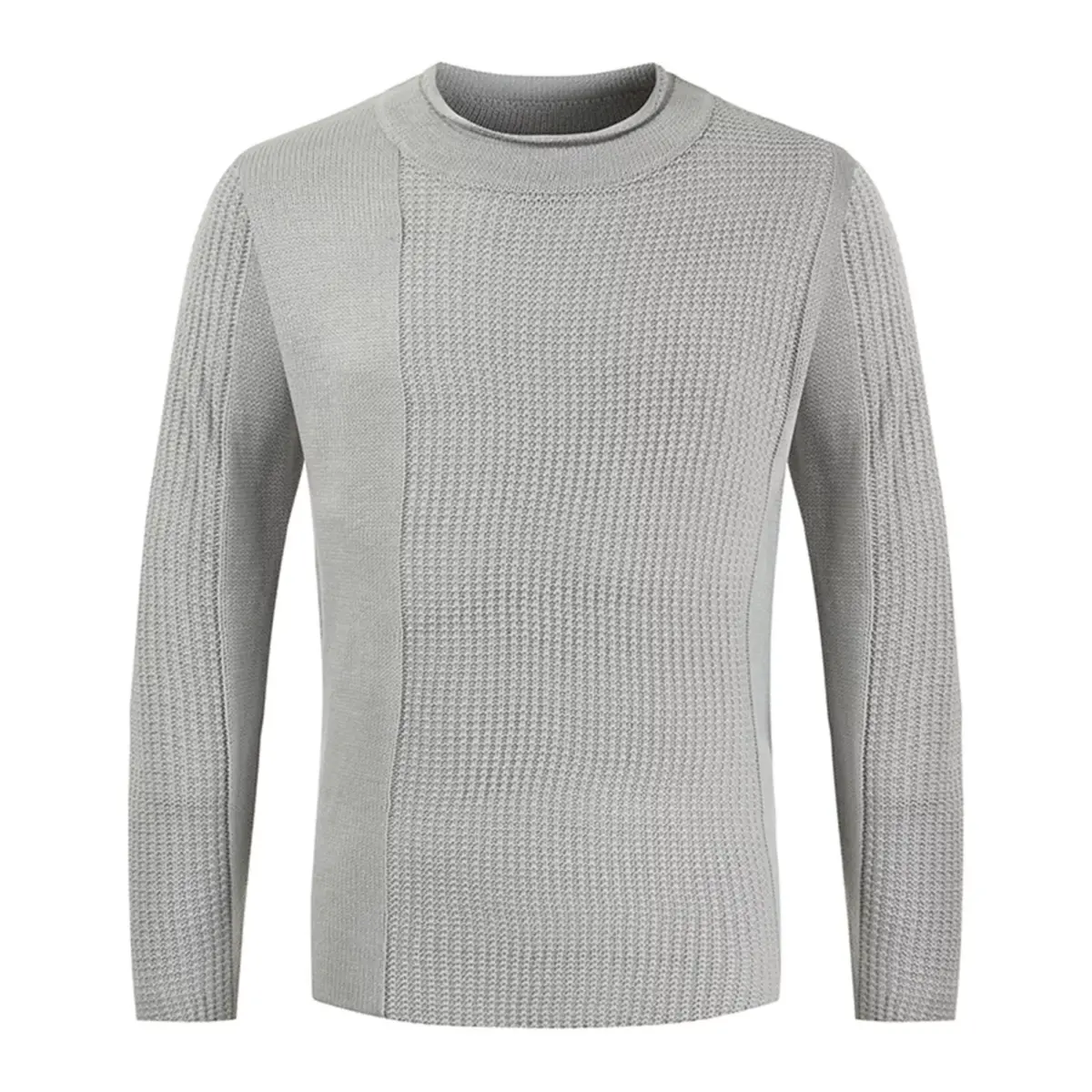 Men’s Winter Sweaters Stand Collar V-Neck, Lightweight Casual Sportswear Gray