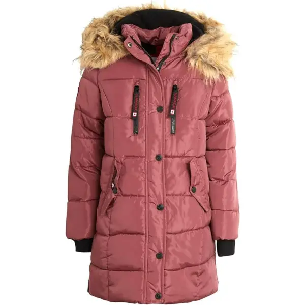 CANADA WEATHER GEAR Girls Winter Jacket - Long Length Quilted Bubble Puffer Parka (7-16)