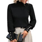 Women’s Turtleneck Sweater Long Sleeve Pullover Tops for Women Black