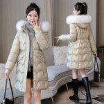 Winter Jacket Parkas Women Coat Fur Collar Hooded Overcoat Champehnas